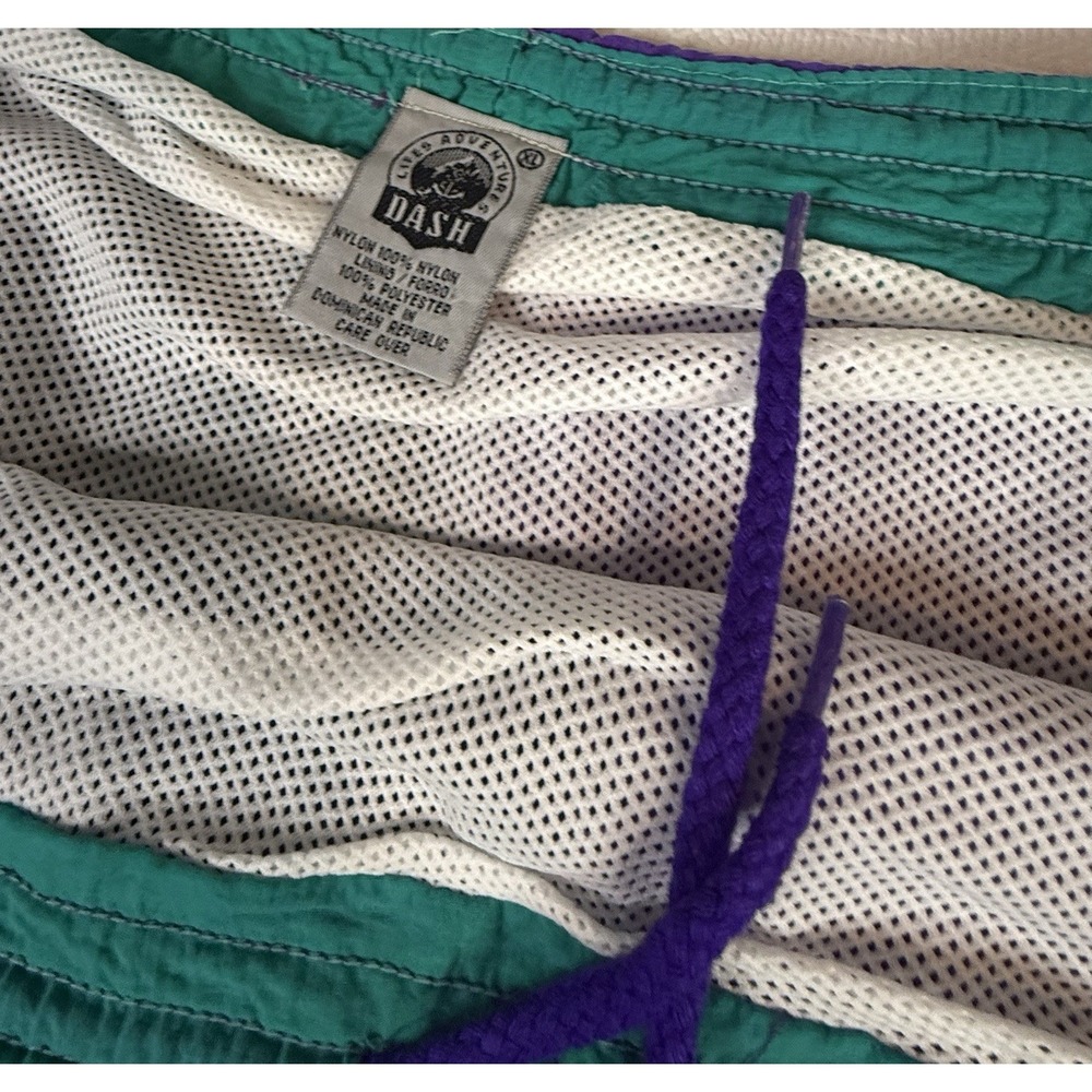 Vintage Dash 90s Colorblock‎ Swim Trunks XL Purple Teal Surf Beach Shorts Mesh - Picture 2 of 9